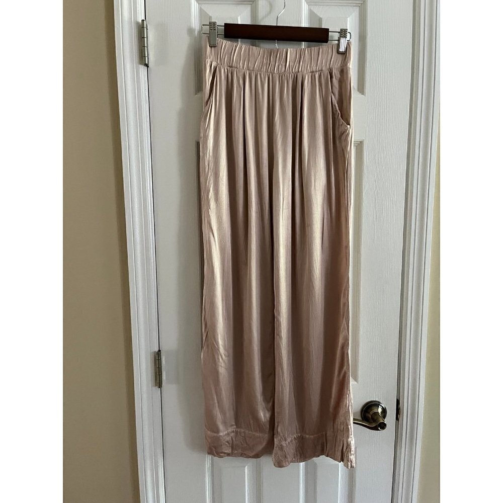 Nation LTD Wide Leg Satin Pants in Blush